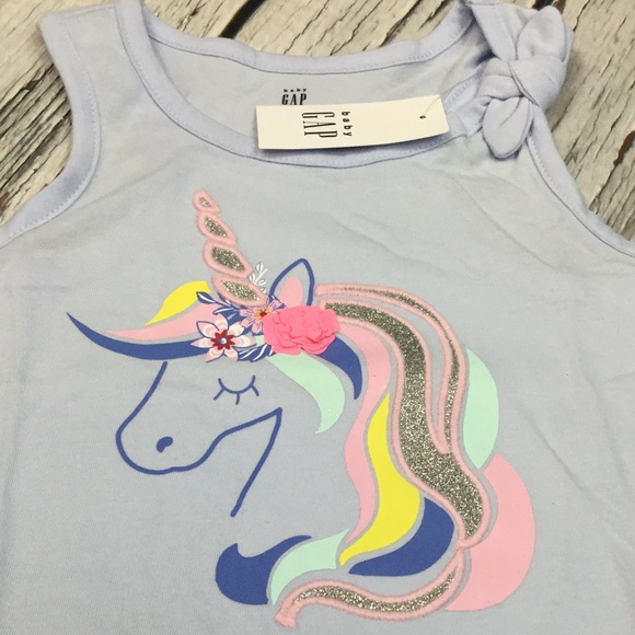 Gap Girls 18-24 2T 4T 5T Unicorn Shirt & Denim Shorts Outfit. NWT - Picture 2 of 6